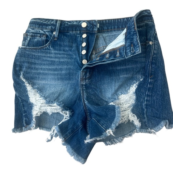 GOOD AMERICAN Bombshell Shorts Women’s High Rise Cut Off Denim Size 8/29 - Picture 2 of 7